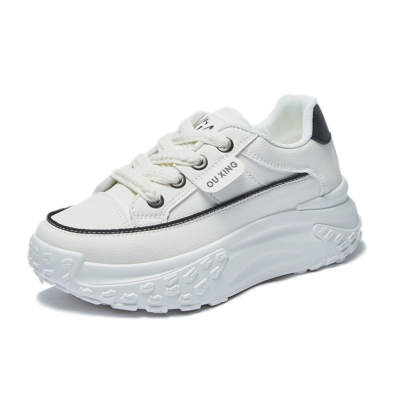 Ženske tenisice s debelim potplatom, casual stil, jesen, gornji dio od sintetičke kože, visina pete 3–5 cm