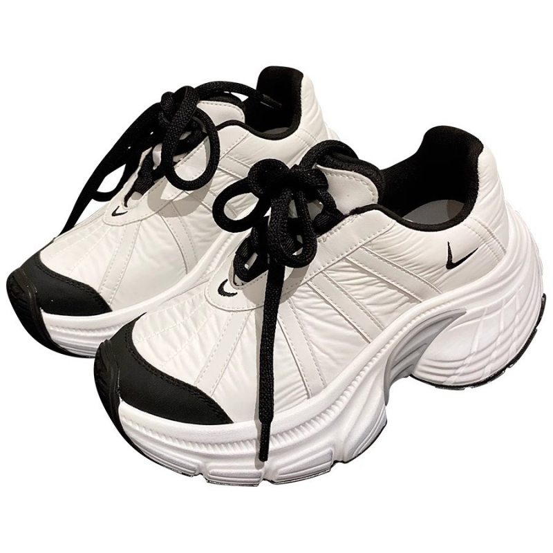 Női dad shoes cipő — mikroszálas felsőrész, color-block mintázat, gumitalp, 3–5 cm-es sarok, fűzős záródás