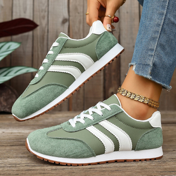 Ženske sporty casual tenisice u sportskom stilu, PU gornji dio, gumena potplat, prednje vezivanje, visina pete 3-5 cm