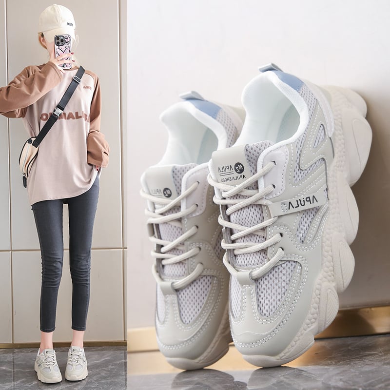 Női hálószövésű futócipő, légáteresztő felsőrész, könnyű, fűzővel záródó, PU talpbetét, PVC talp