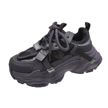 Női platformos sportcipő mikroszálas felsőrésszel, 3-5 cm klín sarkú, fűzős zárás, gumi talp