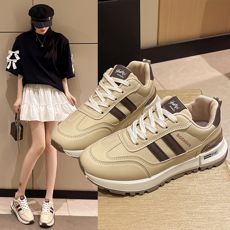 Női könnyű sportcipő szintetikus bőrből készült felsőrésszel, alacsony profil, kerek orr, fűzők, légáteresztő belső, PU talp