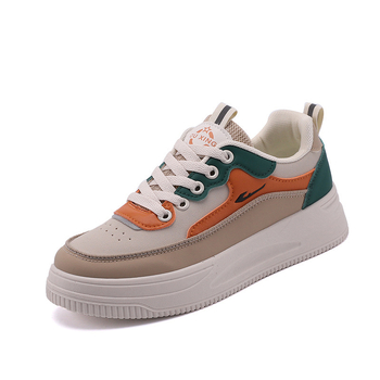 Koreai verziójú PU felsőrészű sportos-casual női cipő, fűzős, lélegző, 1–3 cm-es sarokkal