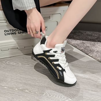 Uniszex koreai stílusú futócipő, PU felső rész, kerek orr, alacsony sarok 1-3 cm, gumírozott talp, hálós belső