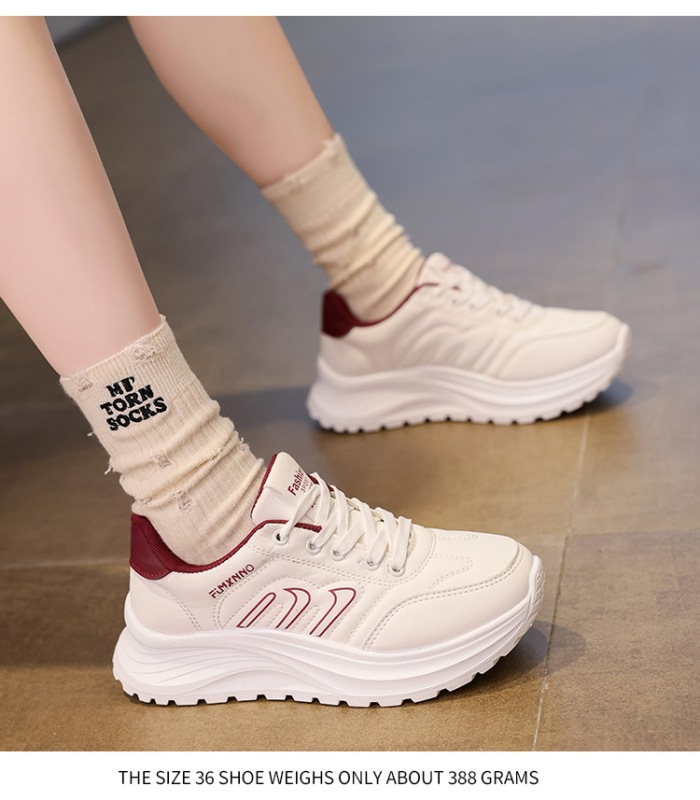 Női sportcipő PU felsőrésszel, gumitalppal, fűzővel záródó, kerek orrú, 1–3 cm-es alacsony sarok (PU felsőrész; gumitalp; fűző; kerek orr; 1–3 cm-es alacsony sarok)