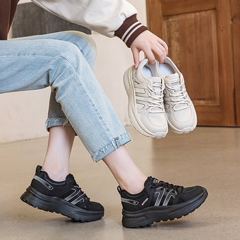 Pantofi de masaj pentru femei cu energie magnetică și vibrații — piele naturală, vârf rotund, șiret în față, toc mediu 3–5 cm, toamnă 2024