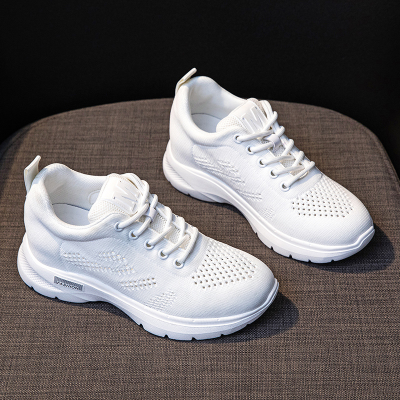 Női Flying Weaving sneaker, légáteresztő, könnyű, csúszásmentes, középméretű sarok 3-5 cm