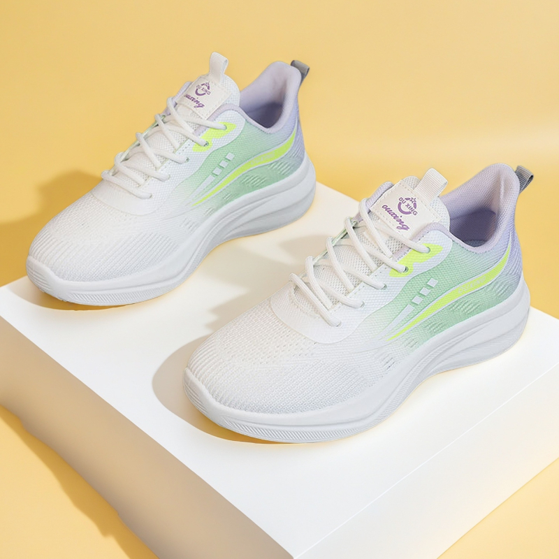 Női sportcipők lélegző hálós felsőrésszel, csúszásmentes gumitalppal, injekciós formájú talppal, fűzővel záródó