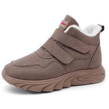 Pantofi sport casual de iarnă pentru femei, Velcro, partea superioară din țesătură, vârf rotund, toc plat