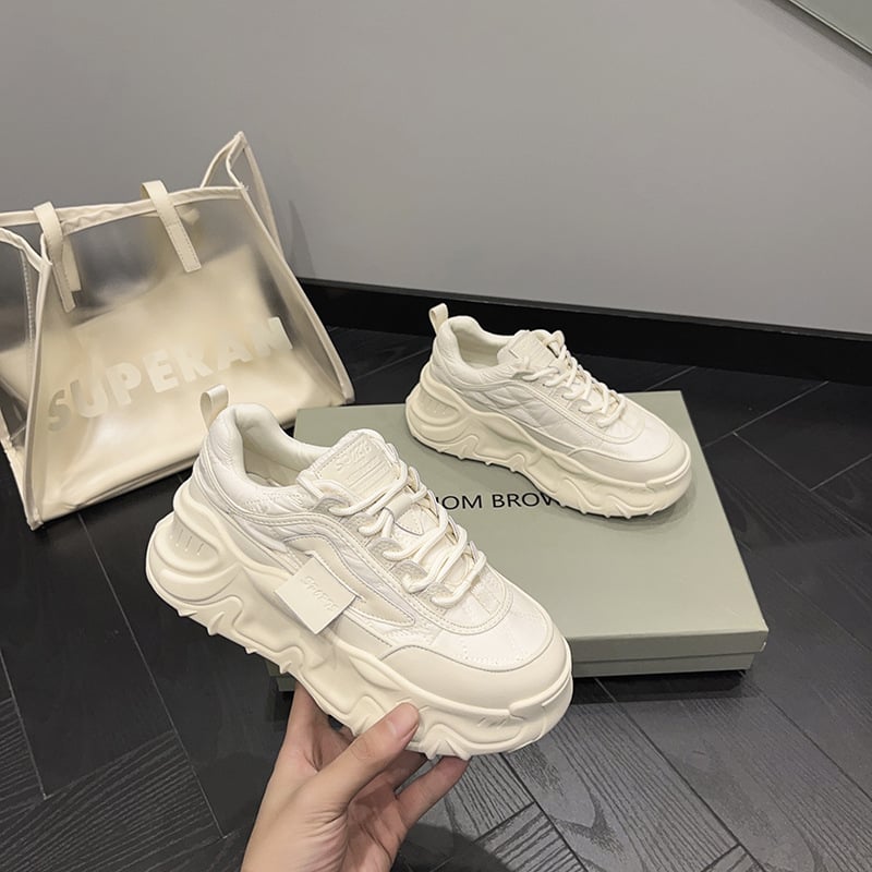 Platform cipő, koreai stílus, kerek orr, középmagas sarkú 3–5 cm, gumitalp