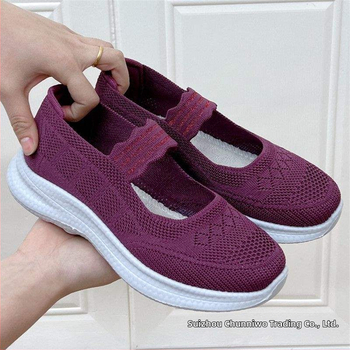 Pantofi de mers din plasă pentru femei, slip-on, cu partea superioară Fly-Knit, talpă moale antiderapantă, vârf ascuțit, vară