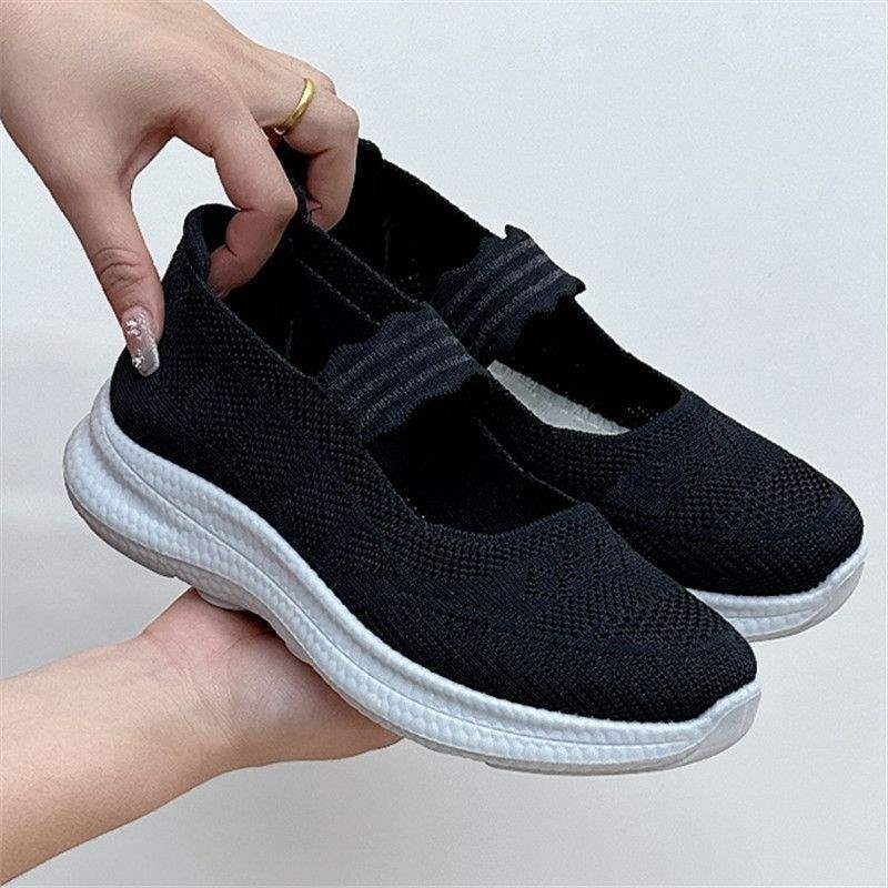 Pantofi de mers din plasă pentru femei, slip-on, cu partea superioară Fly-Knit, talpă moale antiderapantă, vârf ascuțit, vară