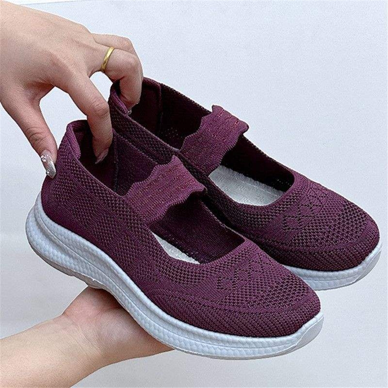 Pantofi de mers din plasă pentru femei, slip-on, cu partea superioară Fly-Knit, talpă moale antiderapantă, vârf ascuțit, vară