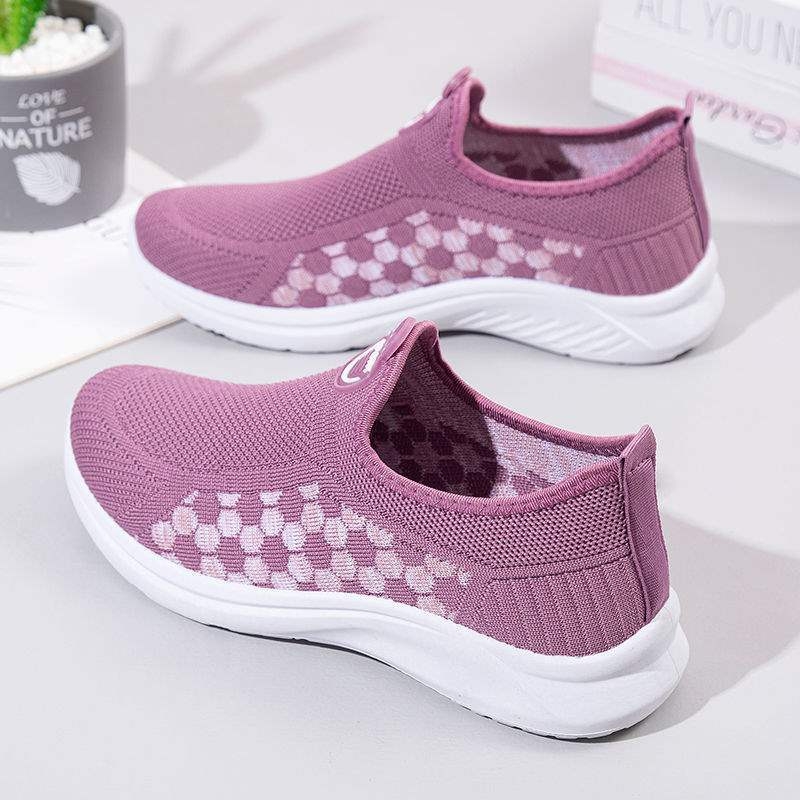 Pantofi de mers slip-on pentru femei, partea superioară din plasă, vârf ascuțit, respirabili, cu control al mirosului, talpă moale antiderapant