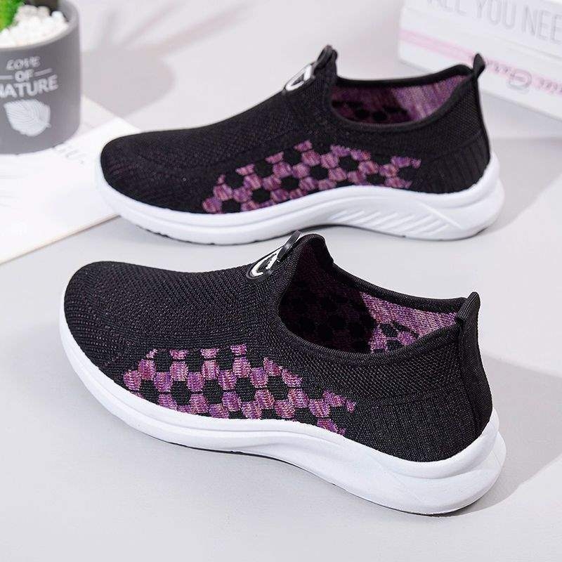 Pantofi de mers slip-on pentru femei, partea superioară din plasă, vârf ascuțit, respirabili, cu control al mirosului, talpă moale antiderapant