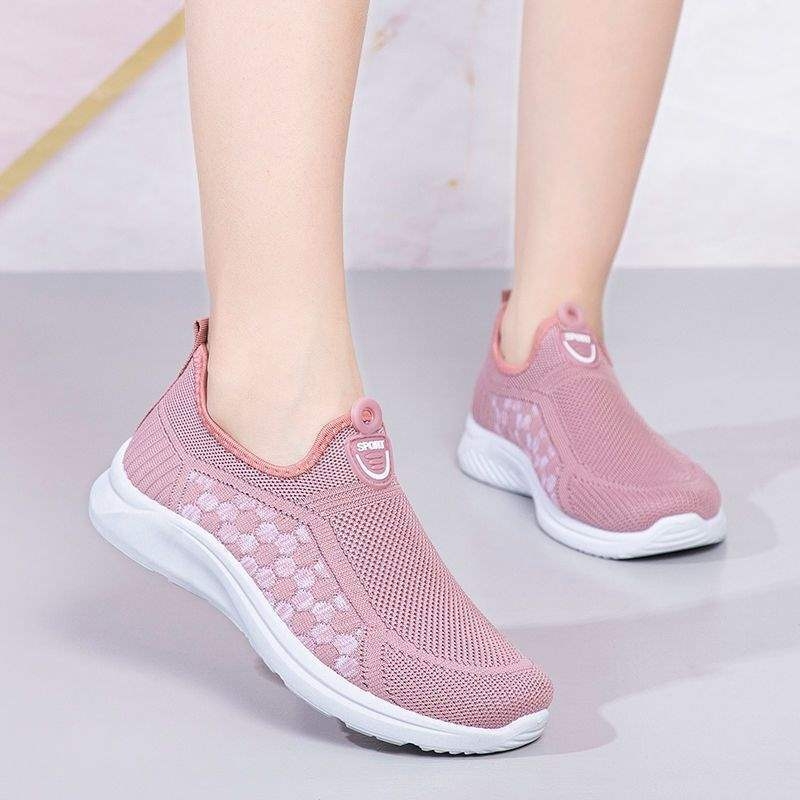 Pantofi de mers slip-on pentru femei, partea superioară din plasă, vârf ascuțit, respirabili, cu control al mirosului, talpă moale antiderapant