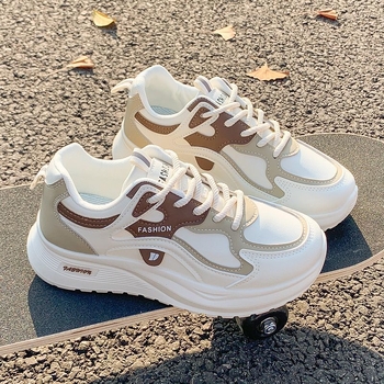 Női Dad Shoes, Szintetikus bőr Felső, Könnyű, 3–5 cm-es Vastag Platform, Légáteresztő Hálózatos Belső, Injektált Gumitalp