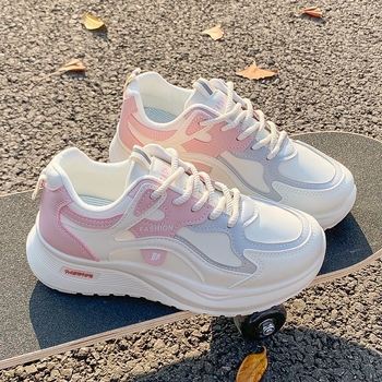 Női Dad Shoes, Szintetikus bőr Felső, Könnyű, 3–5 cm-es Vastag Platform, Légáteresztő Hálózatos Belső, Injektált Gumitalp