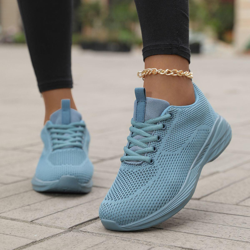 Női mesh futócipő, lélegző felsőrésszel, fűzővel, könnyű EVA talppal