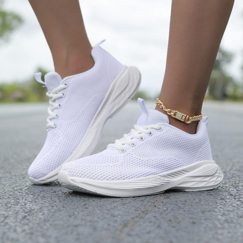 Női mesh futócipő, lélegző felsőrésszel, fűzővel, könnyű EVA talppal