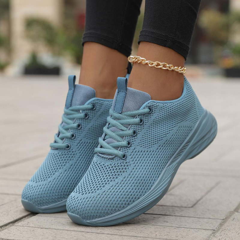 Női mesh futócipő, lélegző felsőrésszel, fűzővel, könnyű EVA talppal