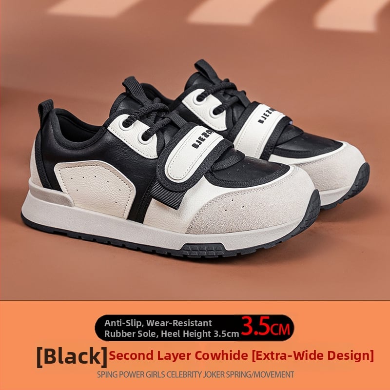 Дамски къси спортни обувки за тренировки с кръгъл нос, нисък глезен, горна част от раздвоена кожа, гумена подметка, закопчаване отпред.