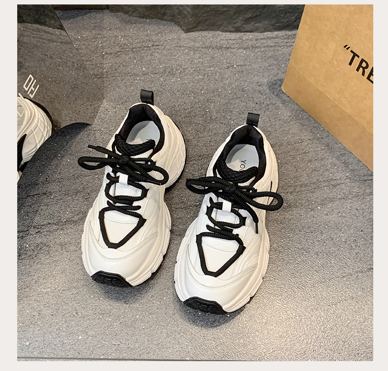 Ženske tenisice tipa dad shoes s platformom – PU gornji dio, gumena podloga, 3-5 cm debeli potpet, prednje vezanje, mrežasta unutrašnjost
