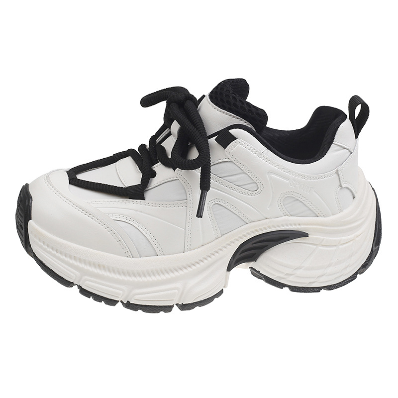 Ženske tenisice tipa dad shoes s platformom – PU gornji dio, gumena podloga, 3-5 cm debeli potpet, prednje vezanje, mrežasta unutrašnjost