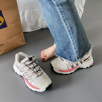 Cipele Dad Shoes: prozračne, s debelim potplatom, s prednjim vezivanjem, korejskog stila gornji dio od sintetičke kože