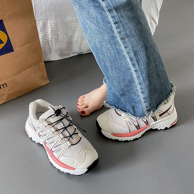 Cipele Dad Shoes: prozračne, s debelim potplatom, s prednjim vezivanjem, korejskog stila gornji dio od sintetičke kože