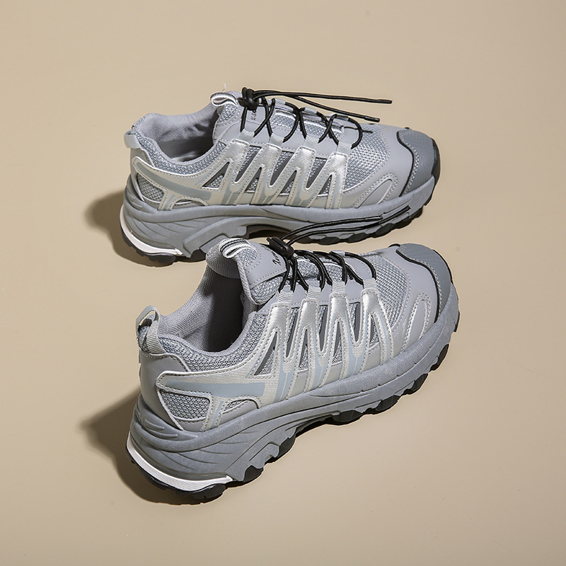 Cipele Dad Shoes: prozračne, s debelim potplatom, s prednjim vezivanjem, korejskog stila gornji dio od sintetičke kože