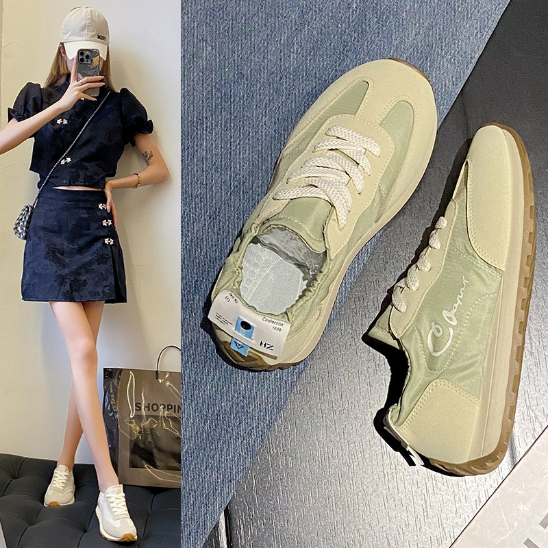 Ženske casual tenisice u korejskom stilu, s vezicama, okruglog vrha — gornji dio PU, ulošak PU, gumeni đon, niski ravni đon 1–3 cm