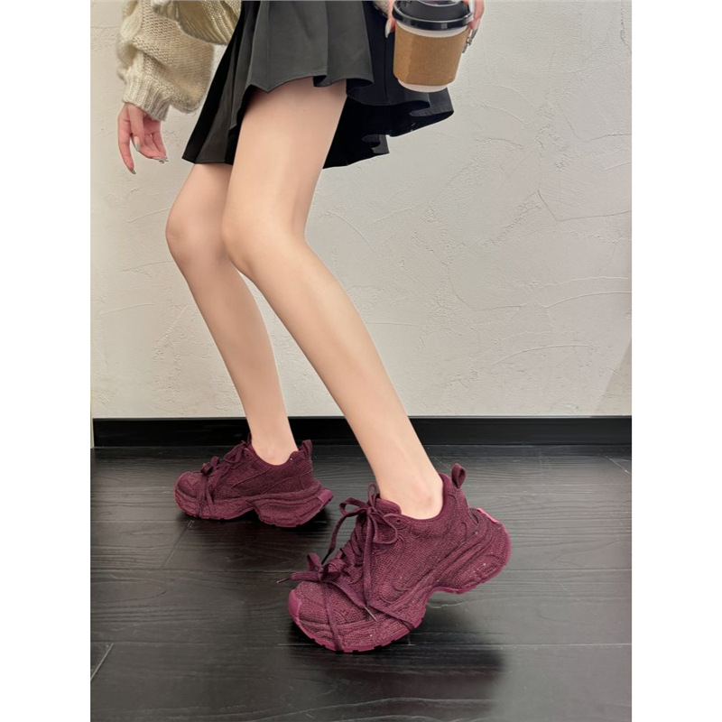 Ženske tenisice s kristalima u stilu dad sneakers, prozračni gornji dio od mreže, debela potplata, vezanje