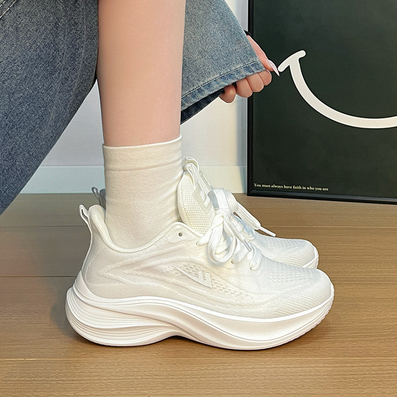 женски маратонки за бягане с мрежеста горна част, EVA стелка, PVC подметка, нисък връх, връзки