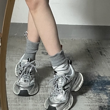 Ежедневни дядовски маратонки - нисък връх, мрежеста горна част, връзки, гумена подметка, дамски равни обувки