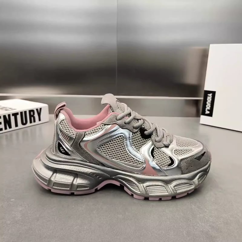 Ежедневни дядовски маратонки - нисък връх, мрежеста горна част, връзки, гумена подметка, дамски равни обувки