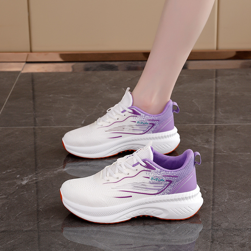 Dámske sieťové bežecké tenisky - jednoduchý štýl, zapínanie vpredu na šnúrky, Výška päty: stredná (3–5 cm), Vrchný materiál: Super vlákno, Podešev: EVA, Vnútorná stielka: EVA