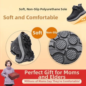 Дамски зимни топли пантофи с нехлъзгаща се подметка, флисова подплата, закопчаване с велкро, горна част от синтетична кожа, PU подметка