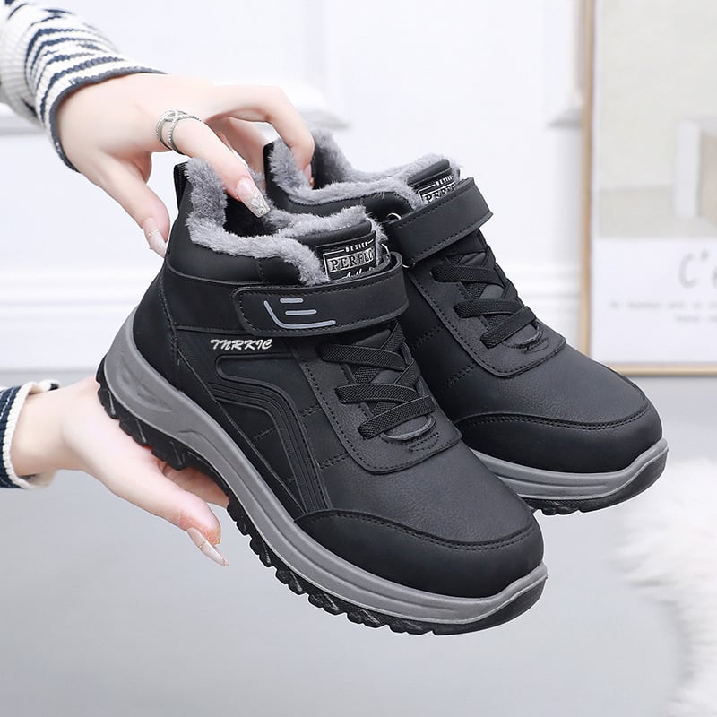 Дамски зимни топли пантофи с нехлъзгаща се подметка, флисова подплата, закопчаване с велкро, горна част от синтетична кожа, PU подметка