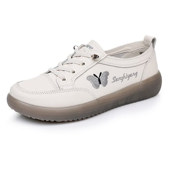 Ženske cipele od prave kože, slip-on s okruglim vrhom, gornji dio od dvostruke kože, unutarnja koža, elastično zatvaranje