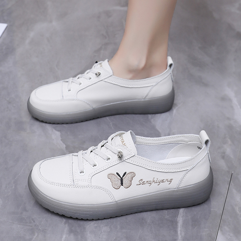 Ženske cipele od prave kože, slip-on s okruglim vrhom, gornji dio od dvostruke kože, unutarnja koža, elastično zatvaranje