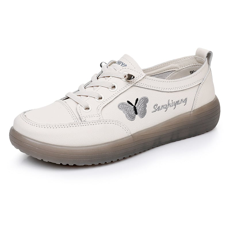 Ženske cipele od prave kože, slip-on s okruglim vrhom, gornji dio od dvostruke kože, unutarnja koža, elastično zatvaranje