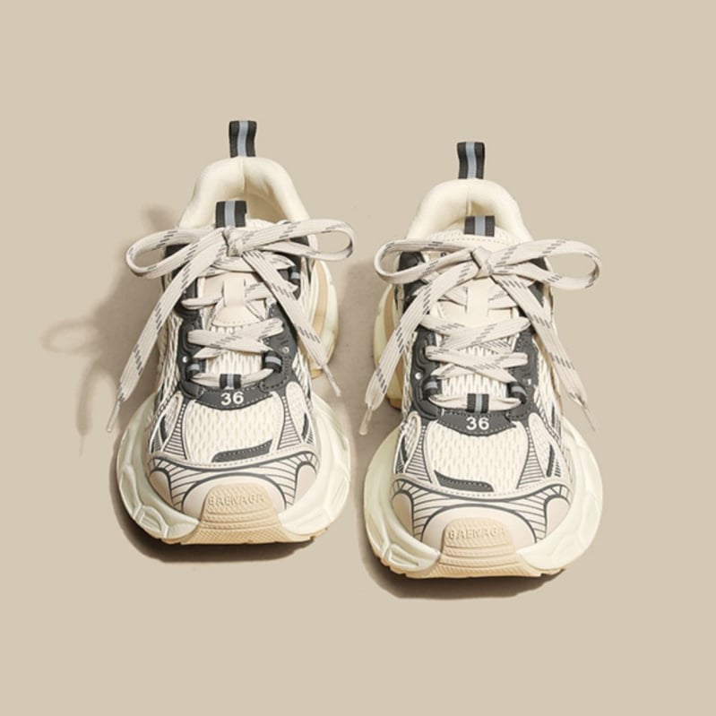 Ženske tenisice tipa dad shoes s debelim dnom, visina pete 3–5 cm, gornji dio od mikrovlakna, okrugli vrh, EVA ulošak