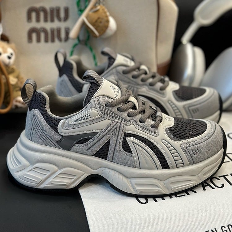 Ženske tenisice, dad shoes stil, visoki gornji dio 3–7 cm, vezanje, gumena potplata, EVA uložak