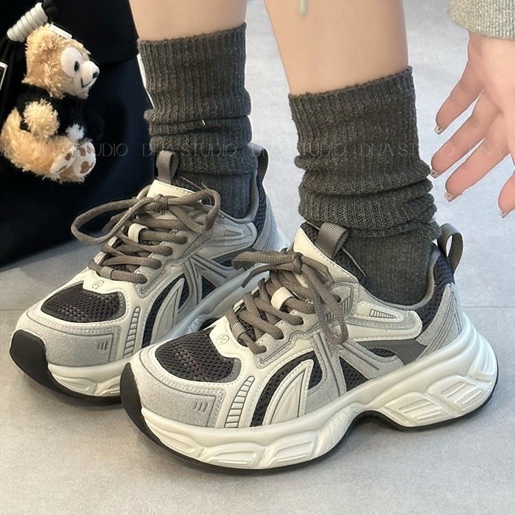 Ženske tenisice, dad shoes stil, visoki gornji dio 3–7 cm, vezanje, gumena potplata, EVA uložak