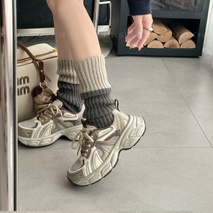 Ženske tenisice, dad shoes stil, visoki gornji dio 3–7 cm, vezanje, gumena potplata, EVA uložak