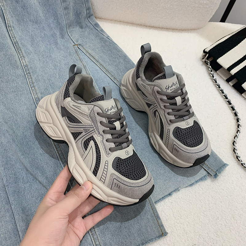 Ženske tenisice, dad shoes stil, visoki gornji dio 3–7 cm, vezanje, gumena potplata, EVA uložak