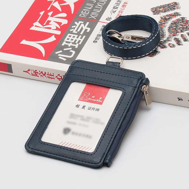 Държач за карти с PU кожа и шнур, много слотове, сгъваем, подходящ за ежедневна употреба, стил Cross-Border Trend