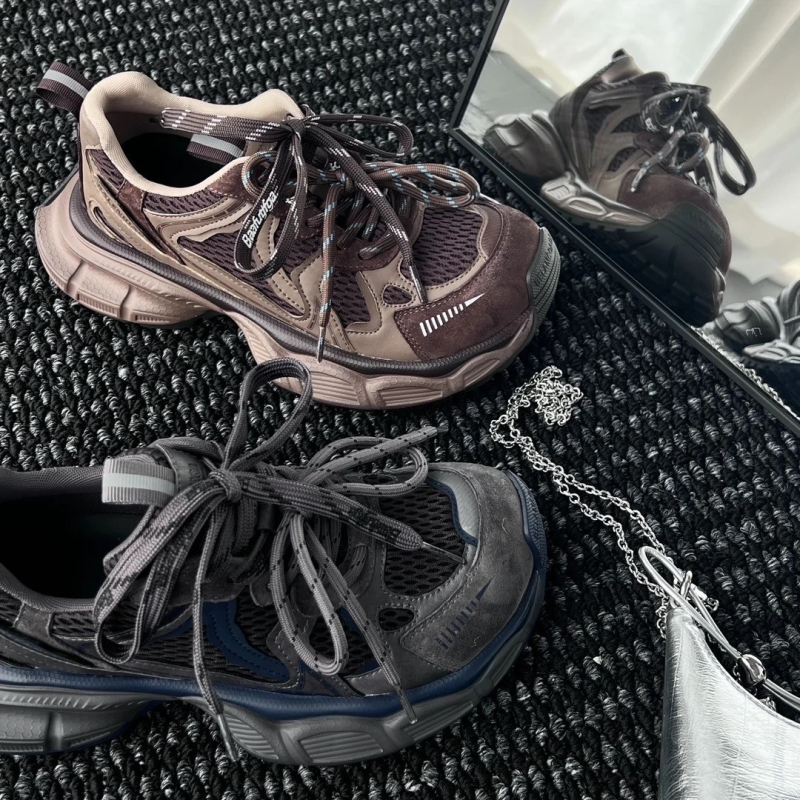 Ženske tenisice Dad Shoes, gornji dio od kože goveda i sintetičkih materijala, gumeni potplat, ravna peta, prednje vezivanje