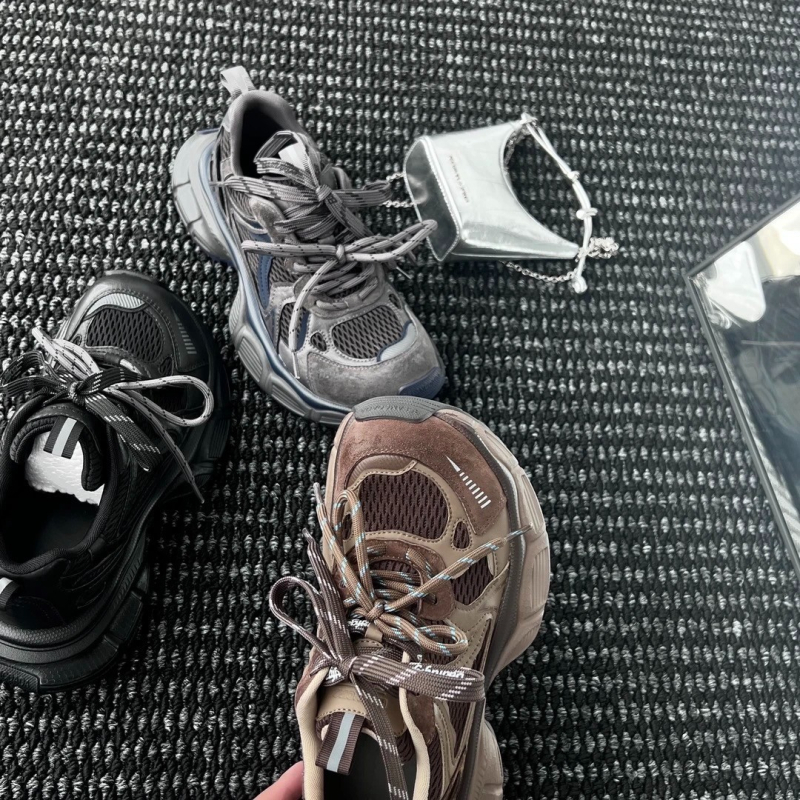 Ženske tenisice Dad Shoes, gornji dio od kože goveda i sintetičkih materijala, gumeni potplat, ravna peta, prednje vezivanje